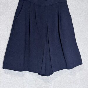 Navy Knit Pleated Skirt Shorts - St. John - Vintage